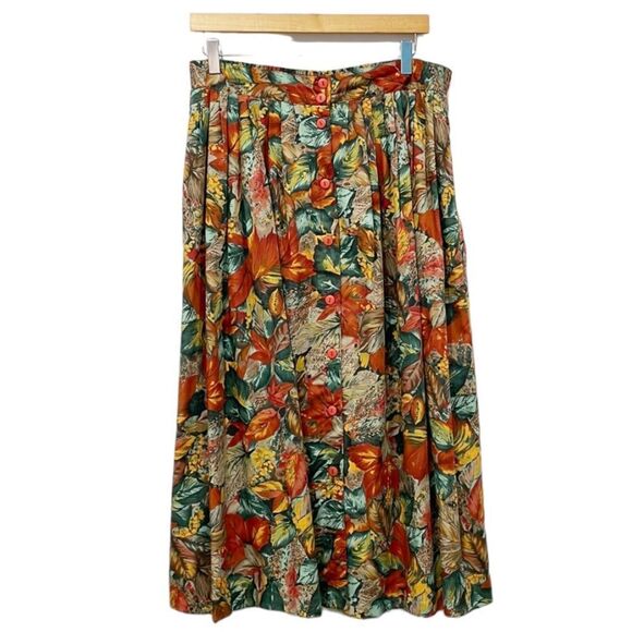 Vintage‎ Bobbie Brooks Women’s Full Button Fall Harvest Pleated Maxi Sz 16 - Picture 1 of 10